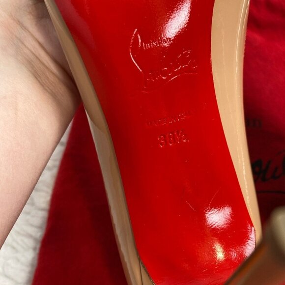 Christian Louboutin Pumps Beige Tan Patent Leather Simple - Picture 11 of 12